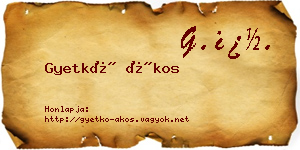 Gyetkó Ákos névjegykártya